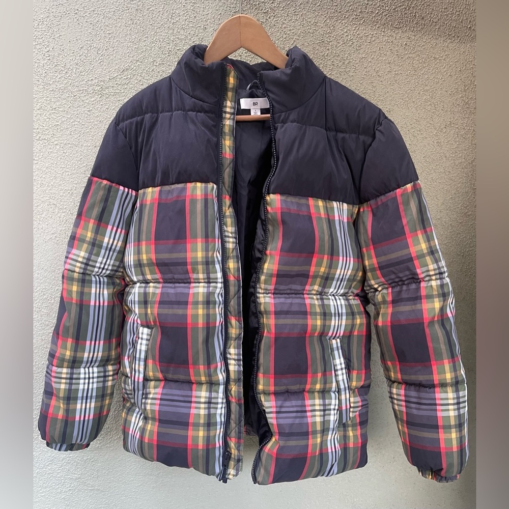 BP. | Men’s | Puffer Jacket | Black and Plaid | Small